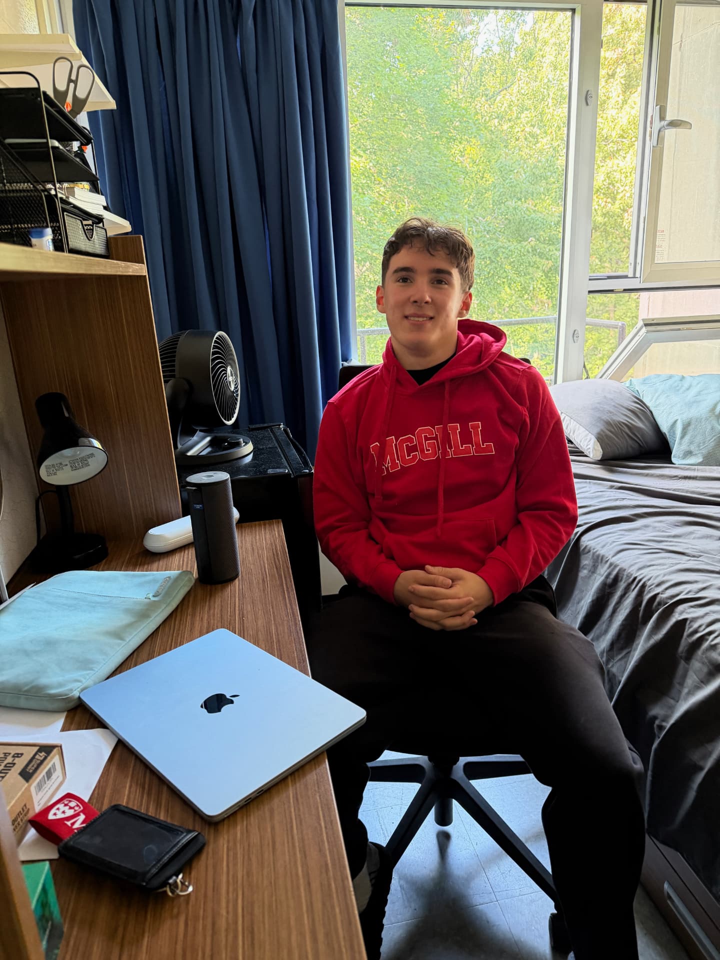 Camille settled into his dorm room at McGill University.